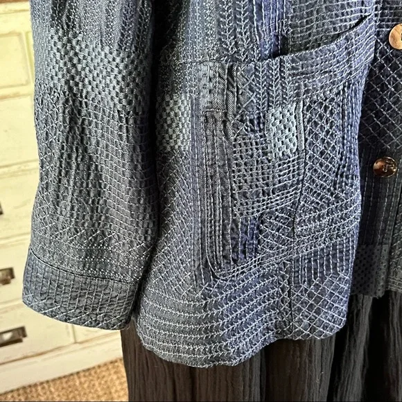 Johnny Was Thora Trapunto Embroidered Denim Jacket S - Picture 7 of 14